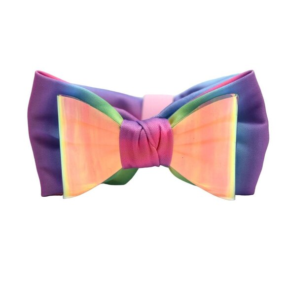 Claires Club Bow Headwrap Headband Lot of 2 Tie Dye Pastels Sequin Red - Picture 5 of 5